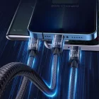 Joyroom 3in1 USB - USB-C + micro + Lightning Kábel - 1.2m 3.5A - Kék