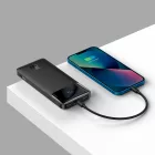 Baseus Power Bank 10000mAh 20W - Bipow - 2xUSB + 1xUSB-C - Fekete