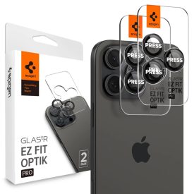   iPhone 14 Pro / 14 Pro Max / 15 Pro / 15 Pro Max / 16 Pro / 16 Pro Max / 17 Pro / 17 Pro Max Lencsevédő - Spigen Glas.tR EZ Fit Optik Pro - Fekete x 2 db