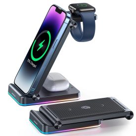 Joyroom 3in1 Indukciós Töltő Apple Készülékekhez 15W - Fekete   Joyroom 3in1 Indukciós Töltő Apple Készülékekhez 15W - Fekete