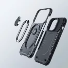 iPhone 14 Tok - Joyroom Dual Hinge - Ütésálló, Tartógyűrűvel - Fekete