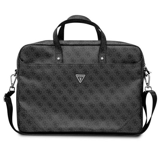 Guess Saffiano 4G Triangle Logo Laptop Táska 16" - Fekete