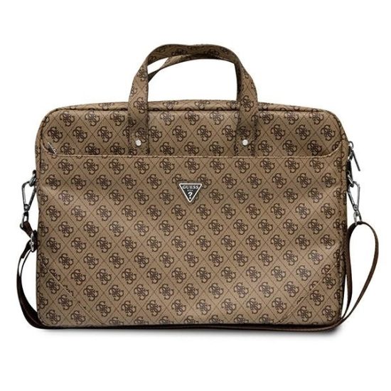 Guess Saffiano 4G Triangle Logo Laptop Táska 16" - Barna