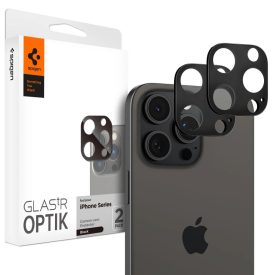   iPhone 14 Pro / 14 Pro Max / 15 Pro / 15 Pro Max / 16 Pro / 16 Pro Max Kameravédő - Spigen Glas.tR Optik - Fekete x 2 db