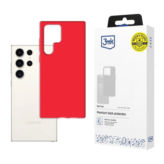 Samsung Galaxy S23 Ultra Tok - 3mk Matt Case - Piros
