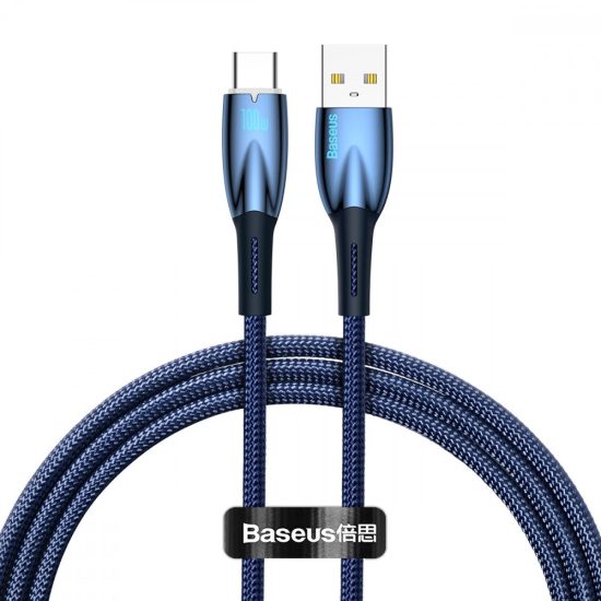 Baseus Glimmer USB-A - USB-C Kábel - 1m 6A 100W - Kék