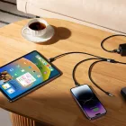 Baseus StarSpeed 3in1 USB-A - USB-C + micro + Lightning Kábel - 1.2m 3.5A - Fekete