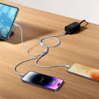 Baseus StarSpeed 3in1 USB-A - USB-C + micro + Lightning Kábel - 1.2m 3.5A - Fekete