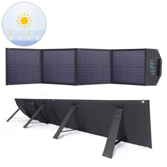 Choetech SC009-V2 Összecsukható Napelemes Töltő - 100W DC / USB-C / 2x USB-A / PD, QC - Fekete