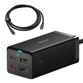 Baseus GaN5 Pro Töltő HUB - 2x USB-C + USB-A + HDMI + 1m USB4 C-C Kábel - Fekete   Baseus GaN5 Pro Töltő HUB - 2x USB-C + USB-A + HDMI + 1m USB4 C-C Kábel - Fekete