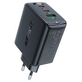 Acefast A41 Hálózati Gyorstöltő 65W - 2xUSB-C + USB-A GaN - Fekete   Acefast A41 Hálózati Gyorstöltő 65W - 2xUSB-C + USB-A GaN - Fekete