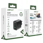 Acefast A41 Hálózati Gyorstöltő 65W - 2xUSB-C + USB-A GaN - Fekete
