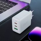 Acefast A41 Hálózati Gyorstöltő 65W - 2xUSB-C + USB-A GaN - Fehér