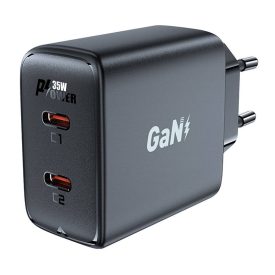 Acefast A49 GaN Hálózati Töltő 35W - 2xUSB-C - Fekete Acefast A49 GaN Hálózati Töltő 35W - 2xUSB-C - Fekete
