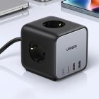 Ugreen CD268 Cube Hálózati Töltő 65W - 2x USB + 2x USB-C + 3x AC Aljzat - Fekete