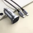 Ugreen CD130 Autós Töltő 30W - USB-A + USB-C - Szürke