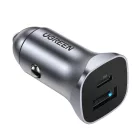 Ugreen CD130 Autós Töltő 30W - USB-A + USB-C - Szürke