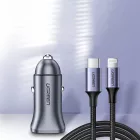 Ugreen CD130 Autós Töltő 30W - USB-A + USB-C - Szürke