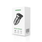 Ugreen CD130 Autós Töltő 30W - USB-A + USB-C - Szürke