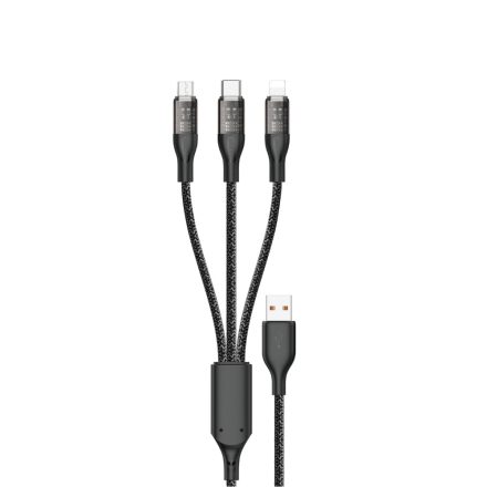 Dudao 3in1 USB - USB-C + micro + Lightning Kábel - 1.2m 120W - Ezüst