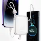 Joyroom Cutie Power Bank 10000mAh 22.5W - USB-C + Lightning Kábellel és Támasztékkal - Fehér