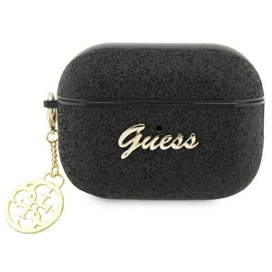 AirPods Pro 2 Tok - Guess 4G Charm Glitter Flake - Fekete