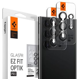   Samsung Galaxy S23 Ultra Lencsevédő - Spigen Glas.tR EZ Fit Optik Pro - Fekete x 2 db