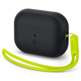 Apple AirPods Pro 1 / 2 Tok - Spigen Silicone Fit Strap - Fekete-Zöld   Apple AirPods Pro 1 / 2 Tok - Spigen Silicone Fit Strap - Fekete-Zöld