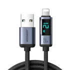 Joyroom USB-A - Lightning Kábel Kijelzővel - 1.2m 2.4A - Fekete