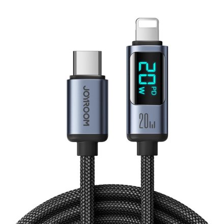 Joyroom  USB-C - Lightning Kábel Kijelzővel - 1.2m 20W - Fekete