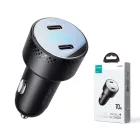 Joyroom JR-CCD02 Autós Töltő 2xUSB-C 70W - Kijelzővel - Fekete