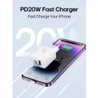 Joyroom Hálózati Töltő 20W - USB-C + USB-A + USB-C-Lightning Kábel - Fehér