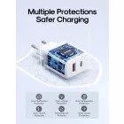 Joyroom Hálózati Töltő 20W - USB-C + USB-A + USB-C-Lightning Kábel - Fehér