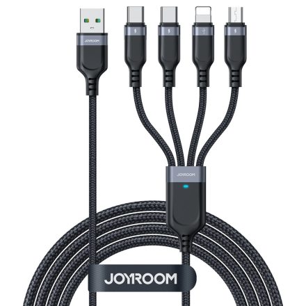 Joyroom 4in1 USB - 2xUSB-C + micro + Lightning Kábel - 1.2m 3.5A - Fekete
