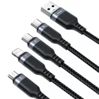 Joyroom 4in1 USB - 2xUSB-C + micro + Lightning Kábel - 1.2m 3.5A - Fekete