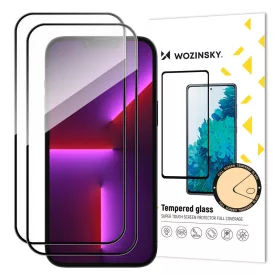   iPhone 15 Kijelzővédő Üvegfólia - Wozinsky Full Glue Tempered Glass - Fekete x 2 db