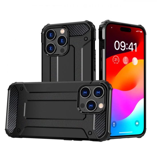 iPhone 15 Pro Tok - Hybrid Armor Case - Fekete