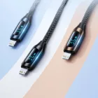 Wozinsky USB-C - Lightning Kábel Kijelzővel - 1m 36W - Fekete