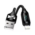 Wozinsky USB-A - Lightning Kábel Kijelzővel - 2m 2.4A - Fekete