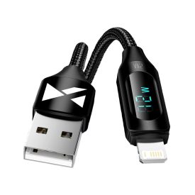 Wozinsky USB-A - Lightning Kábel Kijelzővel - 2m 2.4A - Fekete   Wozinsky USB-A - Lightning Kábel Kijelzővel - 2m 2.4A - Fekete