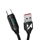 Wozinsky USB-A - USB-C Kábel Kijelzővel - 1m 6A 66W - Fekete