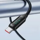 Wozinsky USB-A - USB-C Kábel Kijelzővel - 1m 6A 66W - Fekete