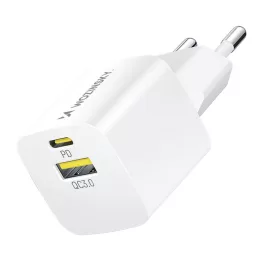 Wozinsky GaN Hálózati Töltő 33W - USB-A + USB-C - Fehér