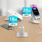 Wozinsky GaN Hálózati Töltő 33W - USB-A + USB-C - Fehér