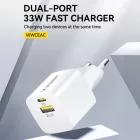 Wozinsky GaN Hálózati Töltő 33W - USB-A + USB-C - Fehér