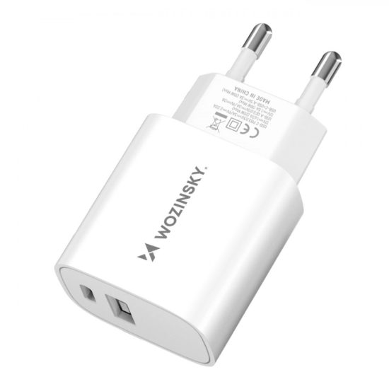 Wozinsky Hálózati Töltő 20W - USB-A + USB-C - Fehér