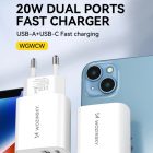 Wozinsky Hálózati Töltő 20W - USB-A + USB-C - Fehér