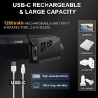 LED Fejlámpa - Újratölthető - USB-C 1200mAh Mozgásérzékelővel 350 lm - Fekete