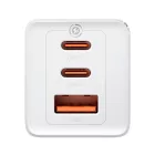 Baseus GaN5 Pro Hálózati Gyorstöltő - 2xUSB-C + USB + 1m C-C Kábel - 65W - Fehér