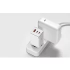 Baseus GaN5 Pro Hálózati Gyorstöltő - 2xUSB-C + USB + 1m C-C Kábel - 65W - Fehér